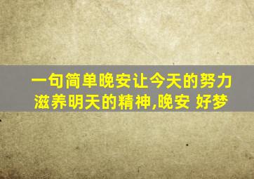 一句简单晚安让今天的努力滋养明天的精神,晚安 好梦